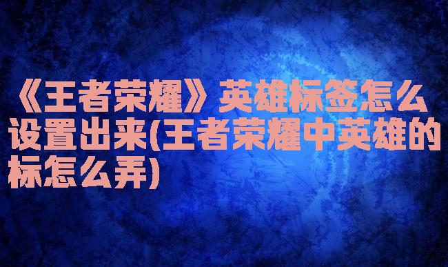 《王者荣耀》英雄标签怎么设置出来(王者荣耀中英雄的标怎么弄)