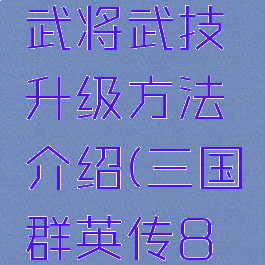 《三国群英传8》武将武技升级方法介绍(三国群英传8武将快速升级)