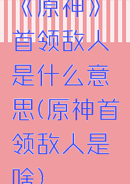 《原神》首领敌人是什么意思(原神首领敌人是啥)