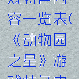 《动物园之星》游戏特色内容一览表(《动物园之星》游戏特色内容一览表图片)