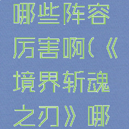 《境界斩魂之刃》哪些阵容厉害啊(《境界斩魂之刃》哪些阵容厉害啊)