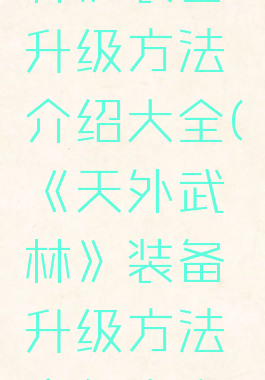 《天外武林》装备升级方法介绍大全(《天外武林》装备升级方法介绍大全图片)