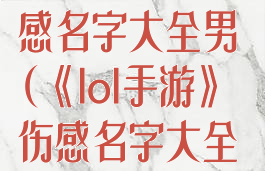 《lol手游》伤感名字大全男(《lol手游》伤感名字大全男英雄)