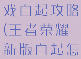 王者荣耀游戏白起攻略(王者荣耀新版白起怎么玩)