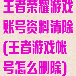 王者荣耀游戏账号资料清除(王者游戏帐号怎么删除)