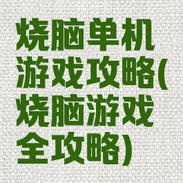 烧脑单机游戏攻略(烧脑游戏全攻略)