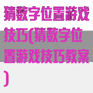 猜数字位置游戏技巧(猜数字位置游戏技巧教案)