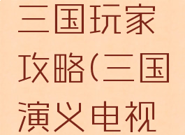 电视游戏三国玩家攻略(三国演义电视游戏)