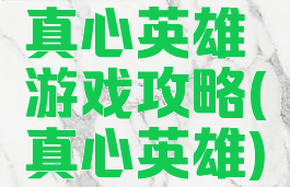 真心英雄游戏攻略(真心英雄)