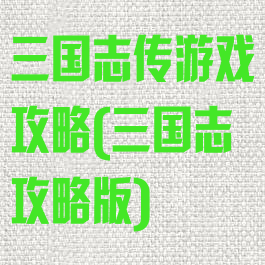 三国志传游戏攻略(三国志攻略版)