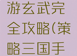 三国计手游玄武完全攻略(策略三国手游攻略)