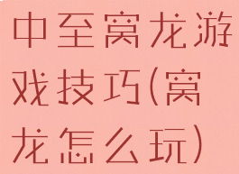 中至窝龙游戏技巧(窝龙怎么玩)