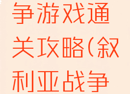 叙利亚战争游戏通关攻略(叙利亚战争手游)