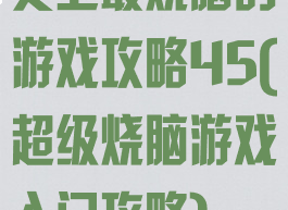 史上最烧脑的游戏攻略45(超级烧脑游戏入门攻略)