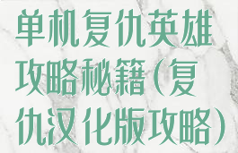 单机复仇英雄攻略秘籍(复仇汉化版攻略)