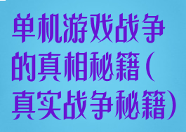 单机游戏战争的真相秘籍(真实战争秘籍)