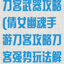 倩女幽魂手游刀客武器攻略(倩女幽魂手游刀客攻略刀客强势玩法解析)