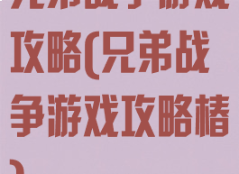 兄弟战争游戏攻略(兄弟战争游戏攻略椿)