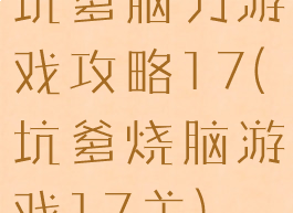 坑爹脑力游戏攻略17(坑爹烧脑游戏17关)