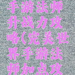 完美世界手游法师升战力攻略(完美世界手游法师加点攻略)