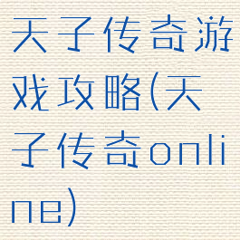 天子传奇游戏攻略(天子传奇online)