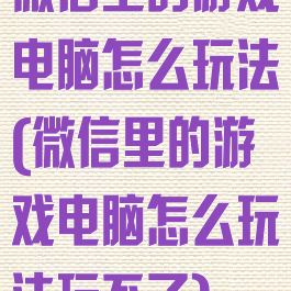 微信里的游戏电脑怎么玩法(微信里的游戏电脑怎么玩法玩不了)