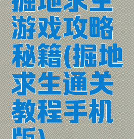 掘地求生游戏攻略秘籍(掘地求生通关教程手机版)