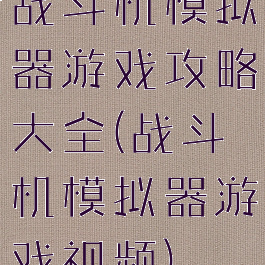 战斗机模拟器游戏攻略大全(战斗机模拟器游戏视频)