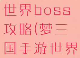 手游梦三国世界boss攻略(梦三国手游世界首领)