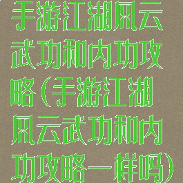 手游江湖风云武功和内功攻略(手游江湖风云武功和内功攻略一样吗)