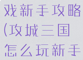 攻城三国游戏新手攻略(攻城三国怎么玩新手必看攻略)