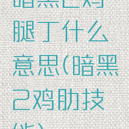 暗黑2鸡腿丁什么意思(暗黑2鸡肋技能)