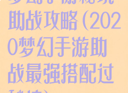 梦幻手游秘境助战攻略(2020梦幻手游助战最强搭配过秘境)