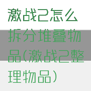 激战2怎么拆分堆叠物品(激战2整理物品)