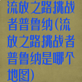 流放之路挑战者普鲁纳(流放之路挑战者普鲁纳是哪个地图)