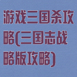 游戏三国杀攻略(三国志战略版攻略)