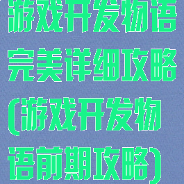 游戏开发物语完美详细攻略(游戏开发物语前期攻略)