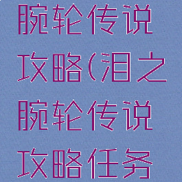 游戏泪指腕轮传说攻略(泪之腕轮传说攻略任务攻略)