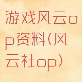 游戏风云op资料(风云社op)