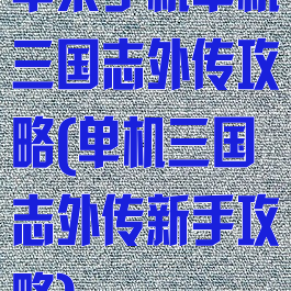 苹果手机单机三国志外传攻略(单机三国志外传新手攻略)