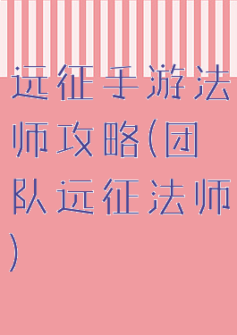 远征手游法师攻略(团队远征法师)