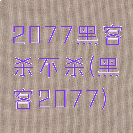 2077黑客杀不杀(黑客2077)