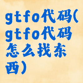 gtfo代码(gtfo代码怎么找东西)