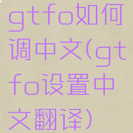 gtfo如何调中文(gtfo设置中文翻译)