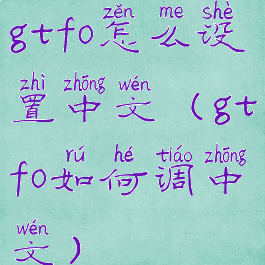 gtfo怎么设置中文(gtfo如何调中文)