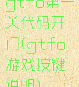 gtfo第一关代码开门(gtfo游戏按键说明)