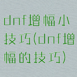 dnf增幅小技巧(dnf增幅的技巧)