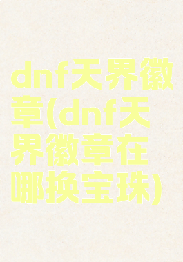 dnf天界徽章(dnf天界徽章在哪换宝珠)