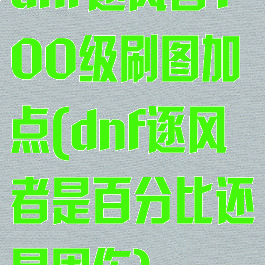 dnf逐风者100级刷图加点(dnf逐风者是百分比还是固伤)