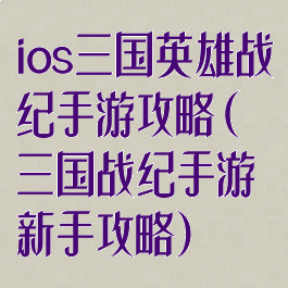 ios三国英雄战纪手游攻略(三国战纪手游新手攻略)